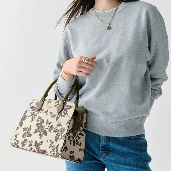 Kate Spade Madison Floral Medium Satchel, Meringue Multi - Picture 2 of 5